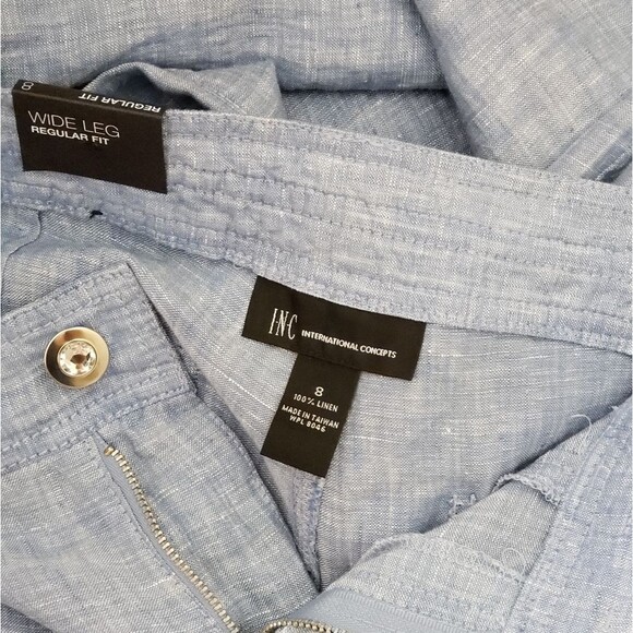 INC Linen Wide Leg Tie Waist Pants with Pockets - Picture 8 of 9